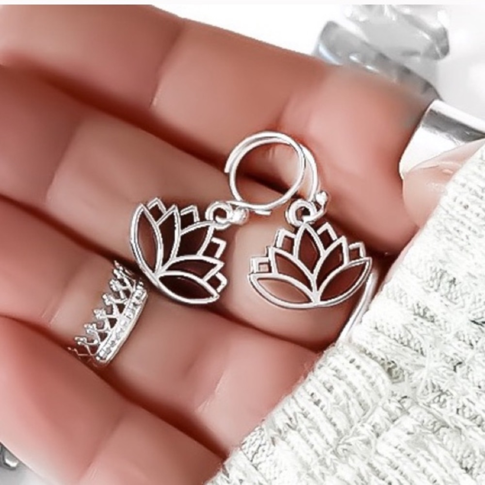 Sterling Silver Lotus Drop Earrings